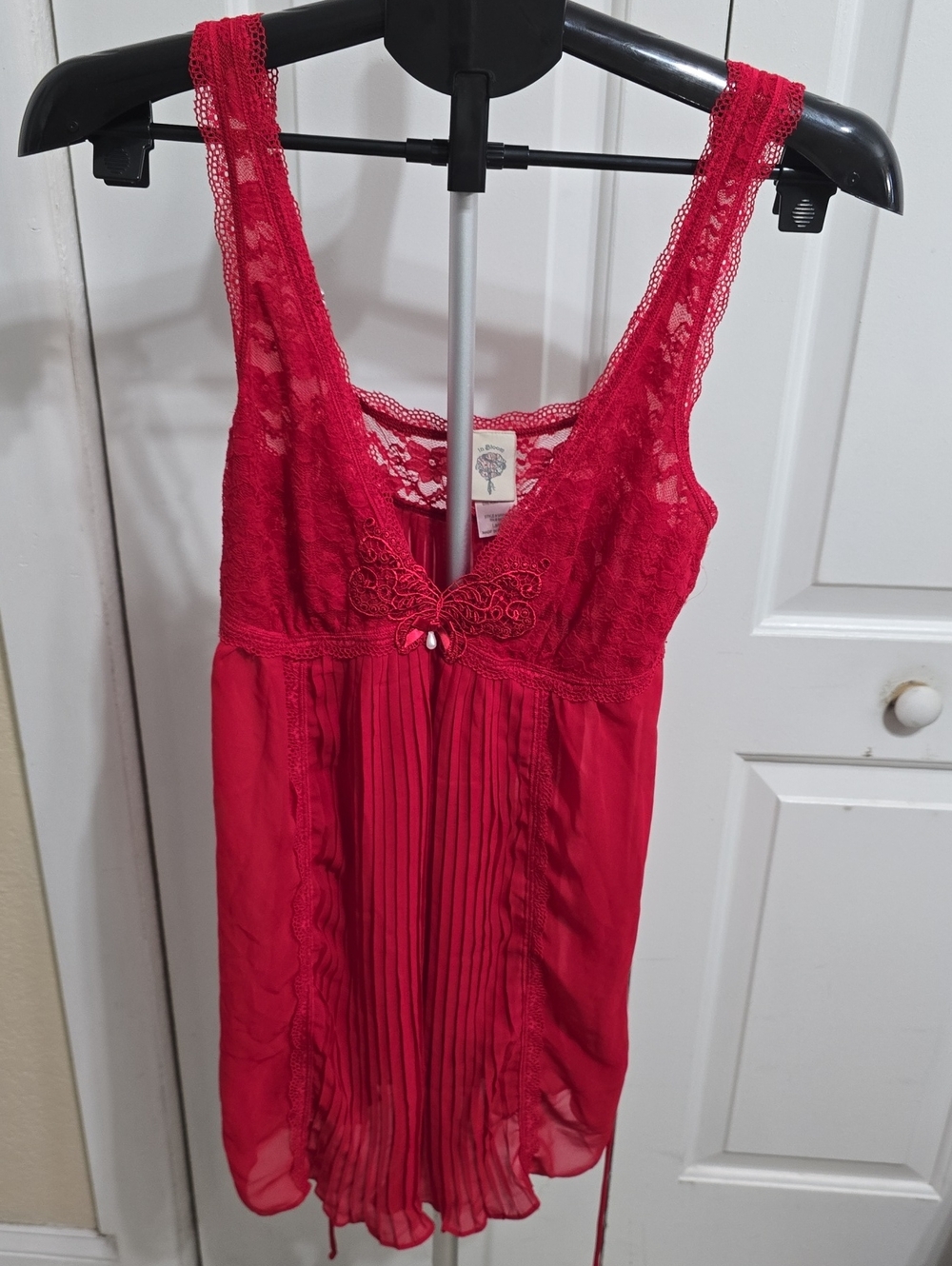 In Bloom Red Lace & Chiffon Chemise